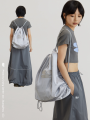 ✨พร้อมส่ง✨Crying Center Silver Drawstring and Shoulder Bag. 