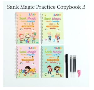 4 in 1 Reusable Magic Practice Writing Notebook Set with Pen Preschool Copybook Hard Pen Practice