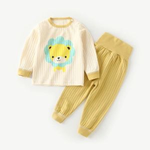 6M-4Y Childrens High Waist Underwear Set 2026 Autumn Winter New Baby Belly Protection Pants Boys Girls Kids Warm Home Clothes2026