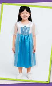 tanpa aksesoris Dres FROZEN anak READY MOTIF NO 2 / Gaun anak FROZEN / baju kostum frozen / FROZEN
