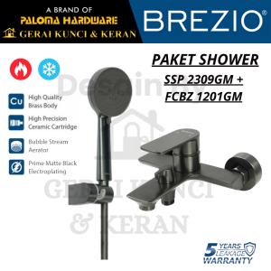 Paket FCBZ 1201GM SSP 2309GM Kran Shower Mandi Set Keran Mixer Hot Cold Gunmetal