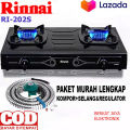 Harga Promo RINNAI Kompor Gas 2 Tungku RI-202S Bahan Sangat Kuat Hitam Teflon SI API BIRU SUPER AWET. 