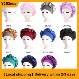 【Local shipping】 Solid Satin Bonnet Hair Styling Sleep Hat Wrap Shower Cap Hair Styling Tools