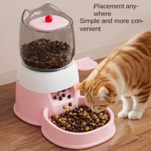 EHTYR Large Capacity Water Fountain Bowl with Water Fountain Detachable Dog Food Dispenser Multifunctional Dry Wet Separation Automatic Pet Feeder Large Cat