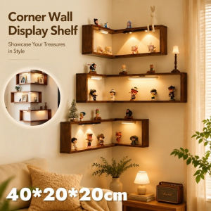 Corner Wall Shelf Wooden Floating Shelf Space Saving Triangular Display Rack Home Decor Storage