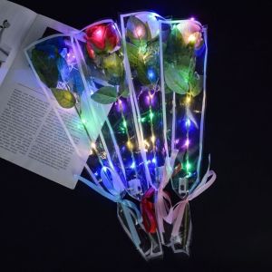 MAJESTICX Colourful Artificial Rose Flower Glowing LED Lights Simulated Rose Bouquet Romantic Festival Gifts Wedding Fake Flower Valentines Day