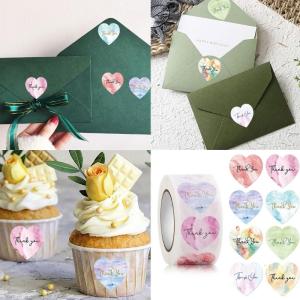 500counts nhãn dán cảm ơn 1inch trái tim nhãn dán niêm phong Cảm ơn bạn sticker cho con dấu phong bì bao bì đám cưới Valentines
