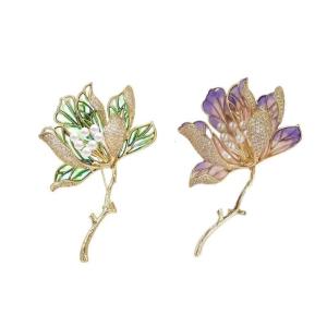 2pcs Delicate Hibiscus Flower Brooch Set Fashionable Hibiscus Floral Brooch Pin Adornment For Various Occasions