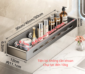 Kệ Nhà Tắm Dán Tường Không Cần Khoan Thép Carbon Sơn Tĩnh Điện Chống Kiểm Chịu Lực Dầu Goi Mỹ Phẩm 30cm