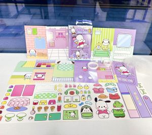 [mycupatea] Sanrio Quiet Book Free Cutting Toys Student Handmade Stickers Kuromi Melody Cinnamoroll Pochacco / 三丽鸥安静书烫金免裁剪玩具学生手工贴纸