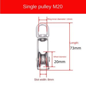 MINIYX 304 Stainless Steel Fixed Pulley M15/20/25 Swivel Pulley Block Tool Load-Bearing Heavy Duty Traction Wheel Crane