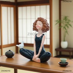 [COD] ZHONGYI0 Yoga Girl Figurines Yoga Statue Art Sculpture Figure Resin Home Decoration Desk Ornament Statuette For Your Desk Bookshelf
