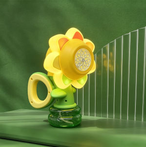 Automatic Dancing Sunflower Bubble Machine For Kids Rechargeable Electric Bubble Maker Toy With Color Lights Moving Head Summer Outdoor Garden Yard Party Fun Activity Toy Gift
