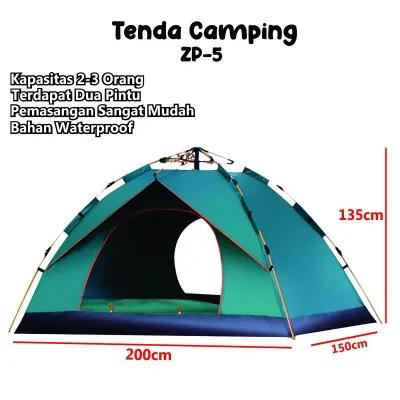 Tenda Camping Otomatis Biru Kapasitas 3 Orang Tenda Otomatis Outdoor & Indoor Tenda Gunung