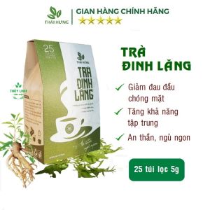 Combo 04 hộp Trà Đinh lăng Thái Hưng (25 túi lọc x 5g) An thần ngủ ngon giảm stress