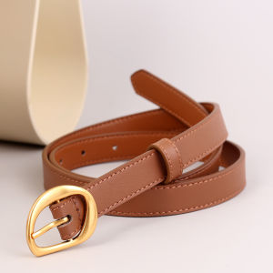 Womens Slim Leather Belt | Korean Minimalist Design & Top Grain Cowhide | Office & Sweater Styling