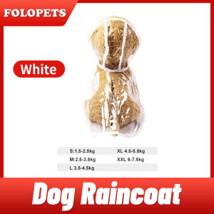 FOLOPETS Pet Dog Transparent Raincoat Adjuastable Waterproof Raincoat Hooded Design Pet Dog Waterproof Coat