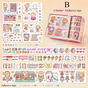 Washi Tape Sticker Set Cute Cartoon Sticker Gift Box Student DIY Scrapbook Sticker Decoration Material