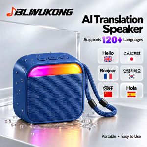 Portable JBLWukong Bluetooth 5.3 Speaker Waterproof Outdoor Wireless Speaker Built-in APP for 120+ Language Translation Support TF Card Music Play Type-C Fast Charging Heavy Bass Loud Sound Great for Home Entertainment & Outdoor Trips