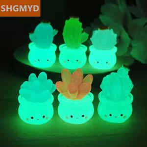 [COD] SHGMYD Mini Luminous Cactus Figurines Ornaments Resin Cactus Series Bonsai Decor Creative Home Micro Landscape Accessories Car Ornaments