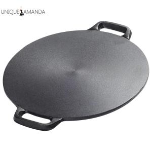 10.2/11/11.8/12.6/13.4 Inch Grill Pan Non Stick Coating Frying Pan Cast Iron Round Griddle for Home Party Travel Outdoor