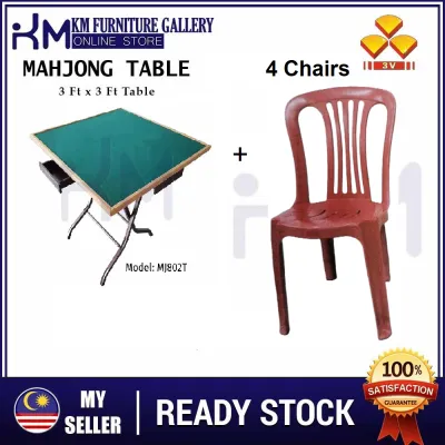 KM Furniture Gallery PRE-ORDER 3V Square Foldable Mahjung Table - 3 X 3 Feet (*Free Installation*)