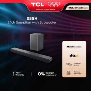 TCL S55H 2.1ch Dolby Atmos Pro Super Bass Soundbar Dual Bass System Wireless Subwoofer HDMI 2.0 with eARC S55H Bunyi sound bar