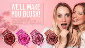 VERONNI 3D Rose Petal 4-Color Blush - Silky Powder & Natural Finish Waterproof & Long-Lasting All-in-One Palette