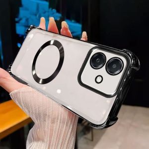 For OPPO A3 A3X A3 Pro A5 A5 Pro Four Corner Transparent Soft Silicone Phone Case Anti Drop And Shock Absorbing with Circular Bracket Phone Cover