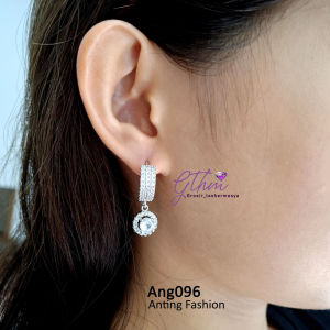 Anting Klip Jurai Mata Bulat Solitaire Elegan Cocok dipakai pesta jalan-jalan perhiasan fashion Kualitas premium ang096