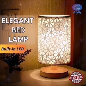Wooden Bed Lamp LED Lampu Tidur Meja Table Night Light Bedside Decor Desk Lights Muji