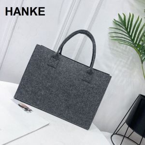 HANKE Light Solid Wool Felt Hand Bag Reusable Tote Bag with Twilly Scarf