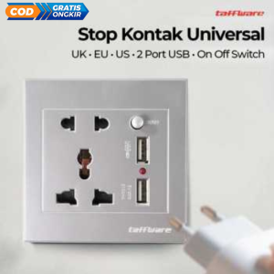 Stop Kontak Universal UK EU US 2 Port USB On Off Switch - LC-19 Taffware