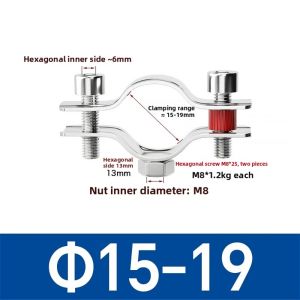 GRACETEN 1Pcs OD 8-325mm Stainless Steel Pipe Bracket M8 Nut 304 Stainless Steel Pipe Clamp Durable Polished Saddle Clamp for Water Pipe