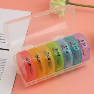 Portable Pill Box 21 Grid Black Pill Box Sorting Box Seven Days a Week Pill box that can be sliced