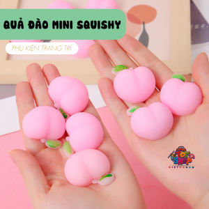 Combo 5 quả mini squishy quả hồng đào dễ thương có thể dùng trang trí điện thoại máy tính..