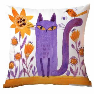Nordic Cute Cartoon Animal Cat Rabbit PirntThrow Pillow Cover Printed Black Cat Floral Pattern Polyester Sofa Cushion Headboard Decor Car Bedroom Living Room