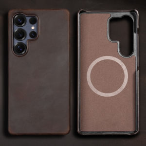 Langsidi vỏ điện thoại Retro cho Samsung Galaxy S24 S25 Ultra Plus s25ultra thật sang trọng kéo lên ốp lưng bằng da chống trượt chống sốc thấm nước thủ công ban đầu nhà máy bán chạy nhất