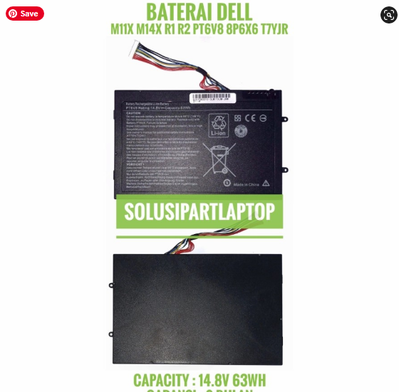BATERAI DELL ALIENWARE M11X M14X R1 R2 PT6V8 8P6X6 T7YJR P06T 63WH