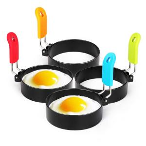 ZYJC MALL Kitchen Muffin Silicone Handle Non-stick Round Anti-scald Egg Ring Omelette Mould Egg Frying Mold Pancake Shaper