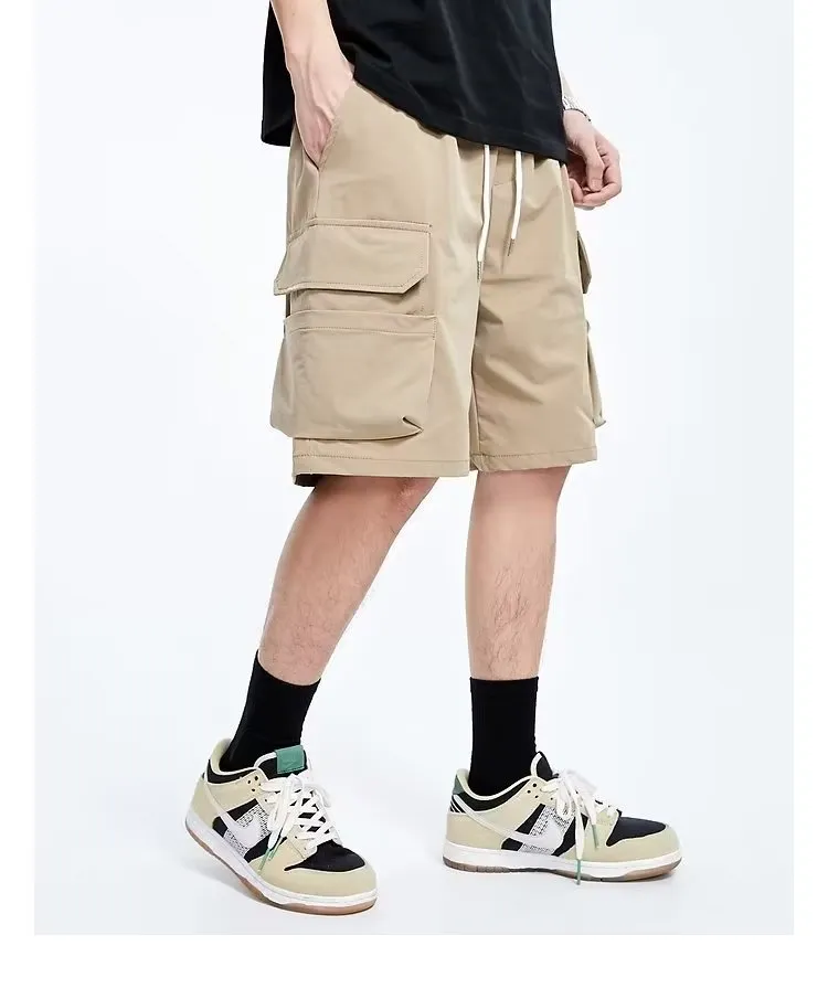 Men's Hip Hop Multi Pocket Cargo Short Pants Men Summer Loose
