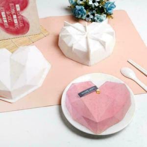 18cm 22cm DIY Silicone 3D Diamond Love Heart Geometric Shape Candy Wedding Baking Sponge Chiffon mousse cake chocolate icing jelly mould Dessert Decorating