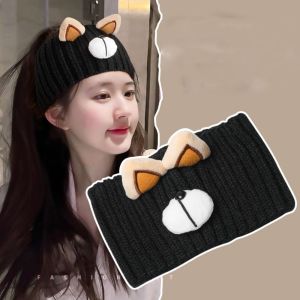 ERDORI อบอุ่นและอบอุ่น ใบไม้ร่วงและใบไม้ร่วง คาวาอิ ผ้าโพกหัว น่ารักน่ารักๆ ถักนิตติ้ง อุปกรณ์เสริมผม ที่คาดผมผู้หญิง ที่คาดผมหมี ที่คาดผมแบบกว้าง