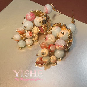 Natural Amethyst and Amazonite Grape Earrings   Trendy and popular gold-plated high color retention French niche earrings wholesale