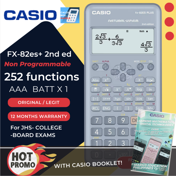 CASIO FX82ES PLUS 2ND EDITION BLUE SCIENTIFIC CALCULATOR LEGIT WITH 12  MONTHS WARRANTY with FREE CALTECH BOOKLET