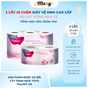 Giấy Vệ Sinh Pulppy Cao Cấp Velvet Hương Hoa Thiên Nhiên 1 Lốc 10 Cuộn x 2 Lớp Mềm Mịn Siêu Thấm Hút