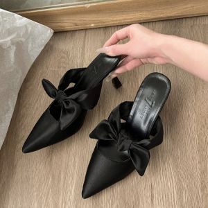[Free Shipping] Spring New Collection: Elegant And Slimming Pointed-Toe Stiletto-Heeled And Fashionable Closed-Toe Half-Slipper WomenS Shoes