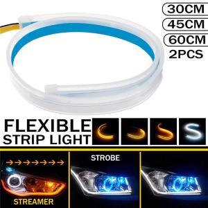 1 Dây đèn led mí ô tô Streamer dài 30cm tích hợp đèn xi nhan chạy đuổi led demi oto silicon chống nước nhiều màu