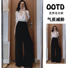 OL Set 2022 Summer Temperament Fashion Bow Tie Blouses WOMEN High Waist and  Slim Pants Two-piece Suit