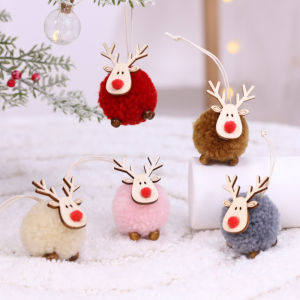 5pcs/Iot Felt Wooden Elk Merry Christmas Tree Decorations Cute Hanging Pendant Deer Craft Ornament for Home New Year 2023 Gift